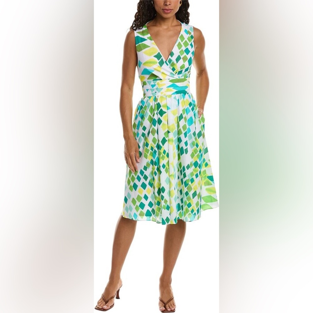 Atelier E649 NEW Yellow/Green geo print dress Size 6